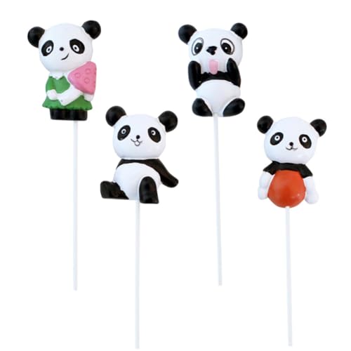 TOYANDONA 4 Stück Pandas-plugin Panda-kuchen Geburtstagstorte Topper Cupcake-topper Party-kuchen-topper Schöne Tortenaufleger Kuchen Liefert Obstkuchen Kuchen Verzieren Partyzubehör Harz von TOYANDONA