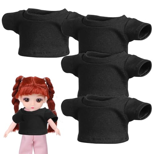 TOYANDONA 4 Stück Puppe Kurze Ärmel Stofftierkleidung Kleidung Für Stofftiere Kompakte Puppenkleidung Tragen Sie Plüschkleidung Puppendekor Bären-Shirt Bärenshirt Gestrickte Baumwolle Black von TOYANDONA