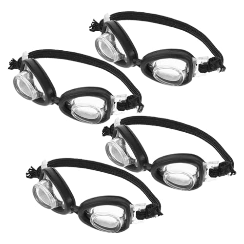 TOYANDONA 4 Stück Puppe Mini-Schwimmbrille Schwimmbad Zubehör für Puppenkostüme winzige Brille Puppe verkleiden Zubehör Puppenbrillen Brille für Puppe Plastik Black von TOYANDONA