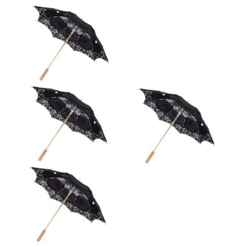 TOYANDONA 4 Stück Regenschirm aus Spitze Hochzeitsfeier-Dekoration Regenschirm der Braut großer Regenschirm Big Umbrella Dekoration der Hochzeitsszene Festschirm hölzern Black von TOYANDONA