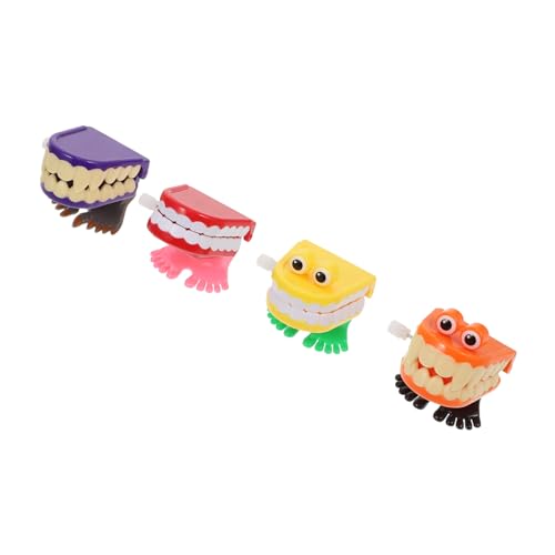 TOYANDONA 4 Stück Zahnaufziehspielzeug Tischdekoration Für Halloween-Partys Spielzeug Mit Springenden Zähnen Uhrwerk Spielzeug Klappernde Zähne Modelle Kind Kleines Geschenk Frosch Plastik von TOYANDONA