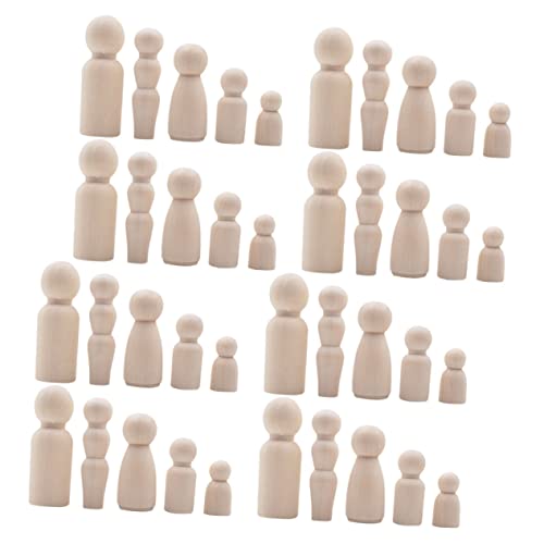 TOYANDONA 40st Schneemann-holzperlen-hängende Schnur Dekorative Pflockmenschen Unfertige Puppenkörper DIY Peg Doll-Modelle Spielzeug-babypuppe Kleine Dekorationsartikel Für Das Regal Beige von TOYANDONA