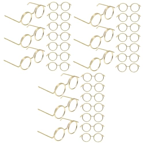 TOYANDONA 45 STK Zubehör Für Puppenbrillen Anziehpuppenbrille Brille Zum Anziehen Der Puppe Accessoires Für Puppenkleidung Dekorative Glasdekore Puppe Mini-Brille Golden Metall von TOYANDONA