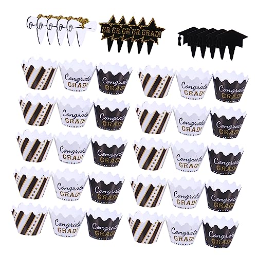 TOYANDONA 48 Stücke Novel Graduation Paper Kuchen Toppers Dekorative Cupcake Picks Kuchen Felgen von TOYANDONA