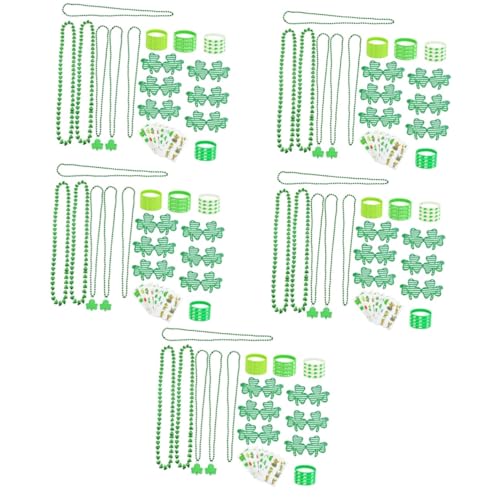 TOYANDONA 5 Sätze Partygeschenk-Set kleeblatt glücksbringer kleeblatt ausstanzer set sant patricksday brille St. Patricks Day Armbänder Tattoo-Aufkleber zum St. Patrick's Day Papier von TOYANDONA