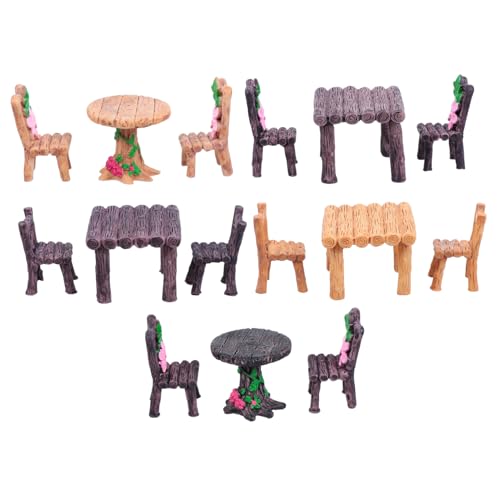 TOYANDONA Puppenhaus-zubehör Mini-Tisch- Und Stuhl-Set Aus Kunstharz 5er-Pack Winziges Puppenspielhaus- Kunstharz-Ornamente Heimdekor Für Kinder von TOYANDONA