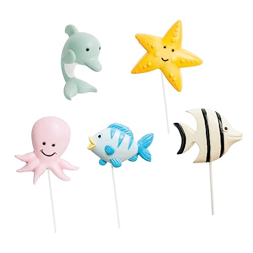 TOYANDONA 5 Stück Kuchendekoration Meerestiere Cupcake Topper Nautischer Dessert Topper Unter Dem Meer Cupcake Topper Party Kuchen Fisch Cupcake Topper Cartoon Design Kuchen von TOYANDONA