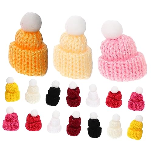 TOYANDONA 50 Stück Mini-Mütze Mini Strickmützen Puppenhüte Mini-Hut Mini-Puppen Winzige gewebte Hüte Mini-Weihnachtsmützen Ornamente Hüte Schneemannmützen kleine Strickmützen Polyester von TOYANDONA