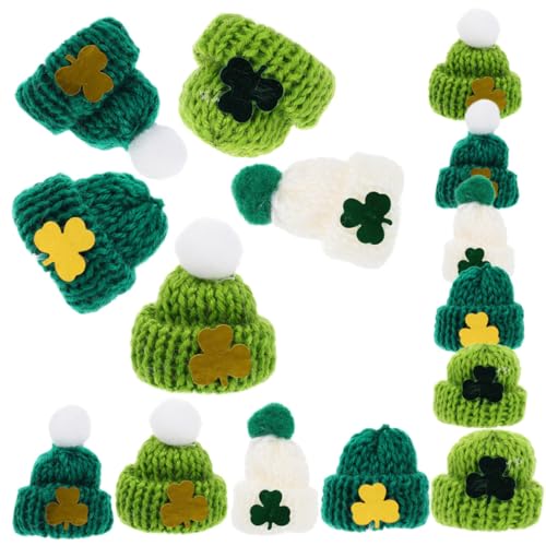 TOYANDONA 50 Stück Mini-strickmütze Hutschmuck Saint Patrick Mini-Ornamente Dekorative Strickmützen Puppenbastelhüte Entzückende Puppenhüte Mini-hüte Saint Patrick DIY-bastelornamente Garn von TOYANDONA