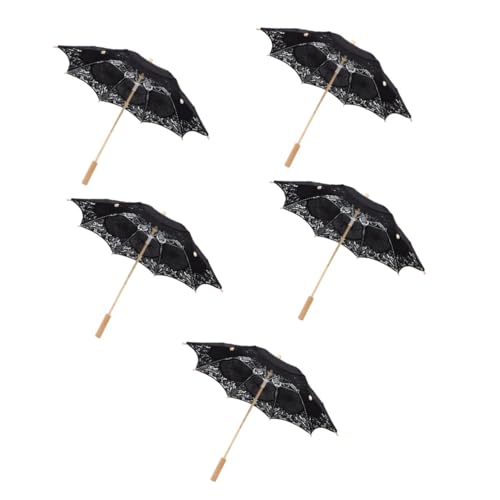 TOYANDONA 5St Regenschirm aus Spitze winddichter Regenschirm Brautschirm aus Tüll Dekoration großer Regenschirm Big Umbrella Regenschirm-Stütze Brautschleier hölzern Black von TOYANDONA