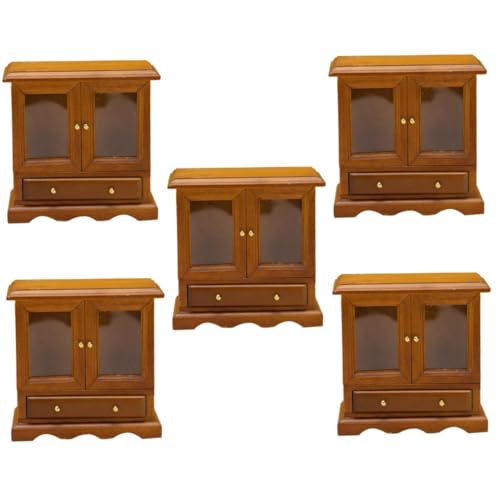 TOYANDONA 5St Schrankmodell Spielzeug für Kinder kinderspielzeug Bedroom Decoration miniaturhaus Kommode Puppenhaus Bücherregal zartes Miniaturspielzeug filigraner Minischrank hölzern Brown von TOYANDONA