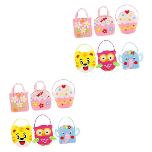 TOYANDONA 6 Satz Cartoon Handtaschen selber machen Nadelfilzen Starter-Kit Nähsets für Kinder bastelsets+für+kinder bastel set für kinder Taschenmaterial Handtaschen aus Vliesstoff von TOYANDONA