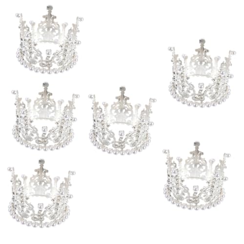 TOYANDONA 6 Stk Krone Dekoration Ornament Backen Topper -dekorationen Prinzessin Tortenaufleger Hochzeitsdekoration Strass Tiara Tortenaufsatz Cupcake-topper Tiara Silver Legierung von TOYANDONA