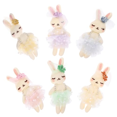 TOYANDONA 6 Stück Hase Stofftier Mini-Kaninchen Puppen Mini Hase Spielzeug Hase Plüsch Stofftier Ostern Kaninchen Puppen DIY Kopfschmuck Kleidung Dekoration von TOYANDONA