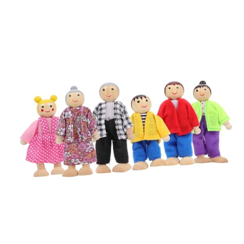 TOYANDONA 6 Teiliges Set Aus Natürlichen Holzfiguren Für Familien Dekoration DIY Puppenfamilie Als Tischdeko Handgefertigte Puppen Für Kreatives Und Gestalten Ideales Für von TOYANDONA