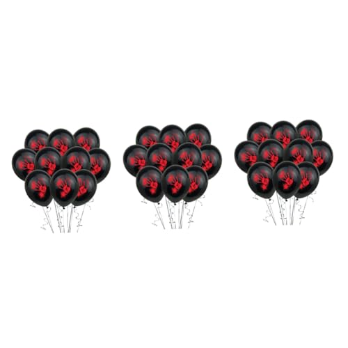 TOYANDONA 60 Stück 12 12-Zoll-Ballon halloween luftballons halloween ballons Latexballons fensterdeko Bluthandballons Blutspritzer-Luftballons Blut Fingerabdrücke Ballon schwarzer Ballon rot von TOYANDONA