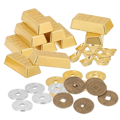 TOYANDONA 60St kleine Hausversorgung Goldmünzen Dekoration Tischdekoration Gold Goldener Barren goldene Barrenverzierung bastelset kleines Hauszubehör goldene Barrendekoration Papier von TOYANDONA