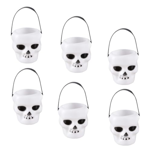 TOYANDONA 6er Set Halloween Eimer Weiße Kürbisbehälter Für Halloween Dekoration Handheld üßigkeiten Eimer Für Halloween Partys Und Festlichkeiten von TOYANDONA