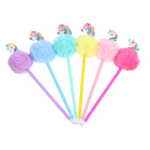 TOYANDONA 6st Kugelschreiber Für Mädchen Flauschiger Einhorn-Stift Mehrfarbiger Stift Flauschiger Stift Scrapbooking- Flauschige Geformte Tierischer Stift Plüsch von TOYANDONA