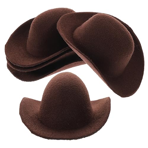 TOYANDONA 6st Mini-cowboyhut Puppenhut- Minihüte Zum Basteln Kleine Hüte Mini-puppenmütze Kleiner Hut Kleine Hütchen Zum Basteln Minipuppenhüte Zum Basteln Light Brown Stoff von TOYANDONA