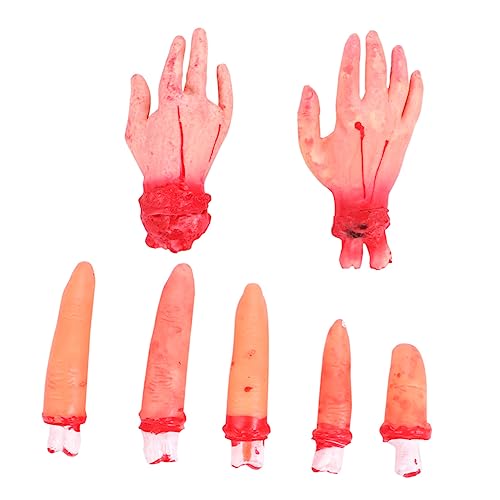 TOYANDONA 7st Halloween Prothetische Requisiten Halloween-tischdekorationen Halloween Gruselig Halloween Hängende Requisiten Horror Hand Finger Requisiten Halloween- Khaki Füllwatte von TOYANDONA