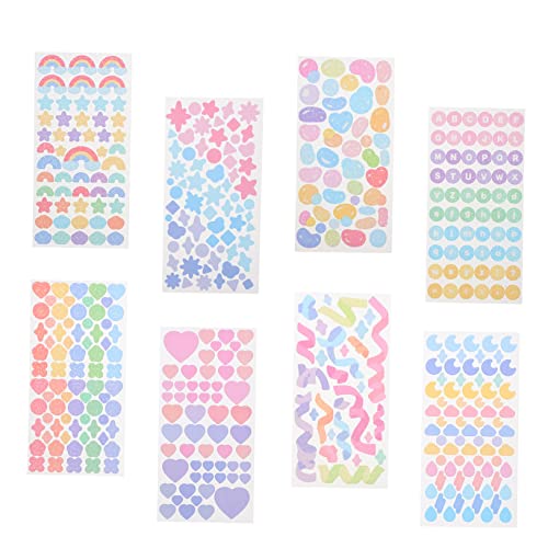 TOYANDONA 8 Blätter Material dekorative Aufkleber Zeitschriftenaufkleber PVC-Aufkleber Scrapbook-Sticker selber machen Handkontoaufkleber DIY dekorativer Aufkleber DIY -Aufkleber Colorful von TOYANDONA