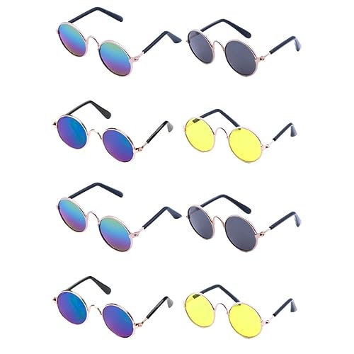 TOYANDONA 8 STK Haustier Brille Haustierbrillen Modebrillen für Haustiere Hund kostüm Brille Haustier-Brillenspielzeug Puppe Sonnenbrille Puppenbrille kleine Farbbrille Puppe Dekor Gläser von TOYANDONA