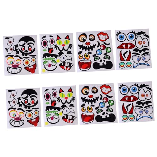 TOYANDONA 8 Stück Kürbis Aufkleber Halloween Sticker Sets Kürbis Gesichtsaufkleber Kürbis Dekorationsset Kürbis Dekorationsaufkleber Bastel Gesichtsaufkleber Halloween Kürbis von TOYANDONA