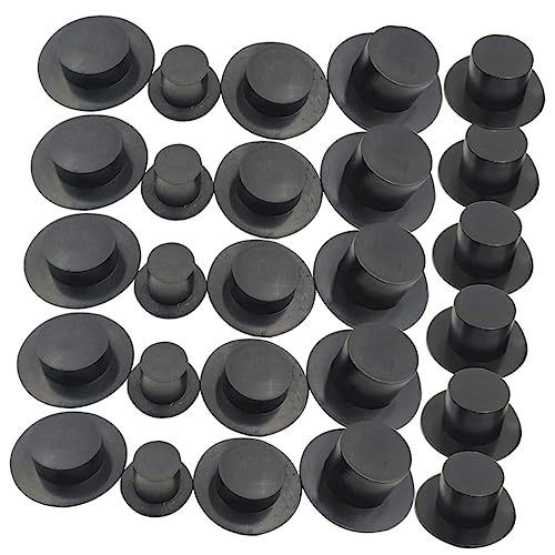 TOYANDONA 80st Mini-Zylinder Kleine Hütchen Zum Basteln Puppenhüte Schneemannmützen Schneemanndekorationen Im Freien Miniaturhüte Wintermütze Kleine Verzierungen Bulk-hüte Black Plastik von TOYANDONA