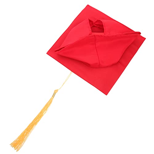 TOYANDONA Abiturmütze Stoffhut Cap lustig Stoffhandwerk Graduation Cap Dekoration Party Abschlusskleid Abschlusskappen basteln elastische Abschlusshüte Party-Abschlusskappe Polyester rot von TOYANDONA