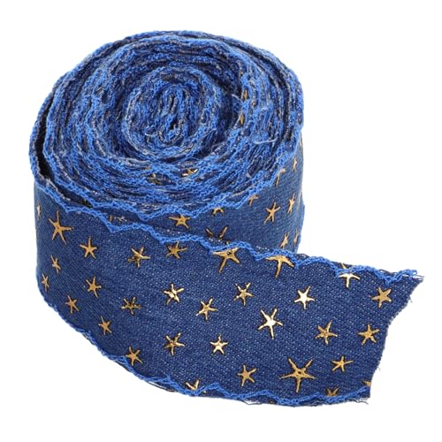 TOYANDONA Denim-Gurtband bastelmaterial Vintage Stoffband Kleidung Verzierung Haar-Accessoire-Band Retro Dekoband Band mit Sternenmuster Gardinenleisten für Gardinen Nähen trimmen Polyester von TOYANDONA