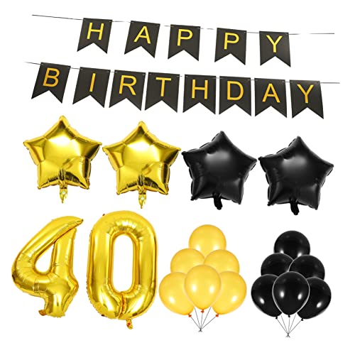 TOYANDONA Geburtstag Dekoration Set Folie Stern & Zahl Ballon Latex Ballons Für Geburtstagsfeier Hintergrund Wand Deko 40 Jahre Feierlichkeiten von TOYANDONA