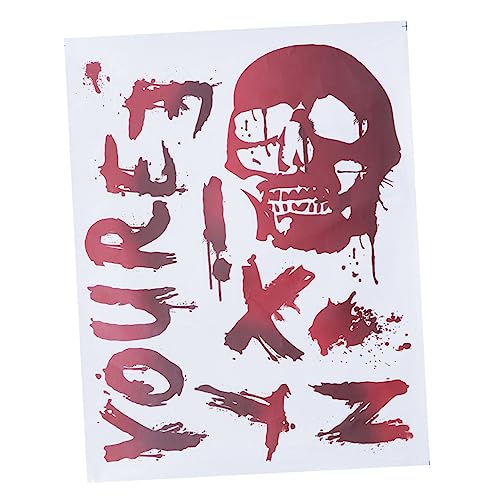 TOYANDONA Halloween Blutdruck Aufkleber blutige Totenkopfaufkleber Halloween blutige Aufkleber Halloween Aufkleber Halloween Sticker Holzboden Aufkleber Blut Wandaufkleber rot von TOYANDONA