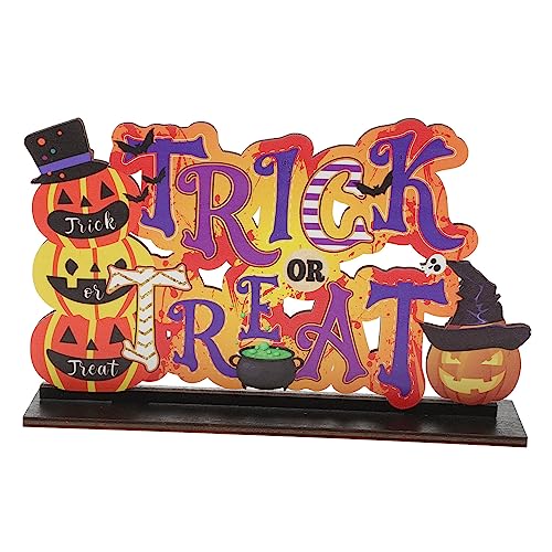 TOYANDONA Halloween-Ornamente im Freien Mittelstücke Fallen Animatronik Tür Halloween Figuren Halloween-Figuren dekoring Decor Halloween Tisch Holzschild Tischdekoration für Halloween-Partys von TOYANDONA