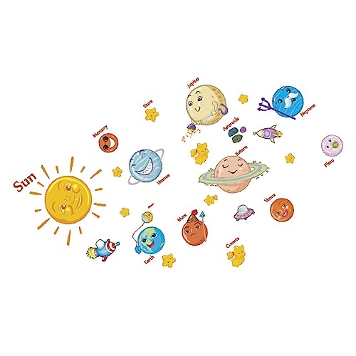 TOYANDONA Kreativer Wandaufkleber Cartoon-Aufkleber Weltraumspielzeug Sonnenwand Wandaufkleber für Schlafzimmer erde wandtattoo aufkleber Wandtattoo Planet selbstklebendes Wandbild von TOYANDONA