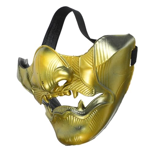 TOYANDONA Maske der Weisheit Monstermasken LED-Maske geführtes Halloween Maskerademaske Half face mask halbe Maske japanische Cosplay-Maske Werkzeug für Bühnenauftritte Plastik Golden von TOYANDONA