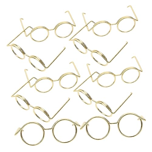 TOYANDONA Mini Puppenbrillen Runde Rahmenlose Metallbrillen Für Puppen Dekorative Accessoires Für Puppenoutfits Goldene Große Brille von TOYANDONA