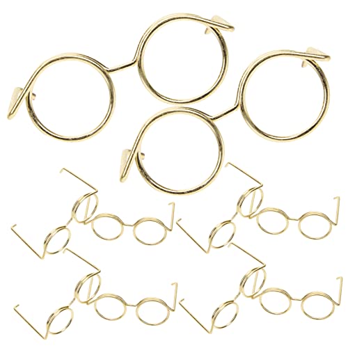 TOYANDONA Kleine Puppenbrille Metallbrille Basteln Mini Sonnenbrillen Für Puppen Metallrahmen Klassische Runde Brille Ohne Gläser Ideales Zubehör Für Puppenoutfits Und Kreative Rollenspiele von TOYANDONA