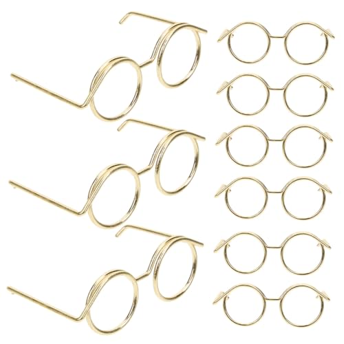 TOYANDONA Mini Sonnenbrillen Für Puppen Metallrahmen Runde Gläserlose Brille Klassisches Puppenzubehör Ideale Verkleidungsbrille Für Spielzeugpuppen von TOYANDONA