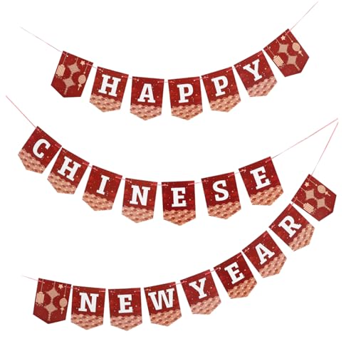 TOYANDONA Neujahrsbrief-Pull-Flaggen-Banner Chinese New Year chinesisch Frohes neues Jahr-Banner dekoratives Banner des neuen Jahres Girlande Partyzubehör für das Neue Jahr Papier von TOYANDONA