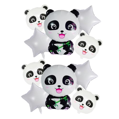 TOYANDONA Panda Stern Folienballon Set Cartoon Luftballons Für Kindergeburtstag Shower Hochzeiten Und Partys Weiße Sterne Panda Köpfe von TOYANDONA