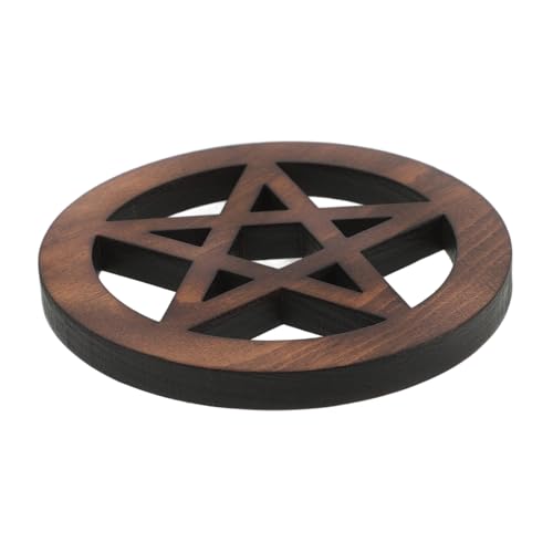 TOYANDONA Pentagramm-Ornament spirituelle deko Retro-Holzverzierung Altar Kerzen Tablett Zubehör für die Wahrsagung der Wicca-Zeremonie Pentagramm Wandkunst Ritualzubehör hölzern Light Brown von TOYANDONA