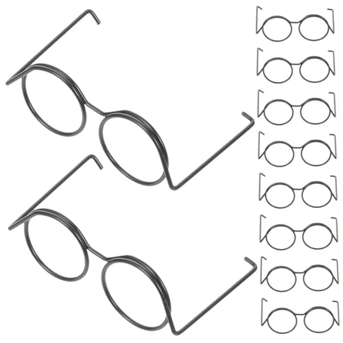 TOYANDONA Puppen Brillen Mini Puppenbrille Miniatur Sonnenbrillen Für Puppen Runde Rahmengläser Ohne Gläser Klassisches Zubehör Für Puppen Mini Puppen Brille von TOYANDONA