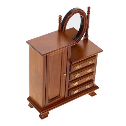 TOYANDONA Puppenhausmöbel Miniaturmöbel Puppenhausdeko Puppenhaus-Kollektion Puppenhausadornment Puppenhausmodell holzmöbel Minischrank Holz Puppenhaus-Kommode-Modell Light Brown von TOYANDONA