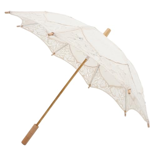 TOYANDONA Regenschirm aus Spitze Performance Regenschirm Goldener Brautsonnenschirm Braut- Brautdusche Zeichen großer Regenschirm Big Umbrella Hochzeitsschirme Elegantes Schirmdekor hölzern von TOYANDONA