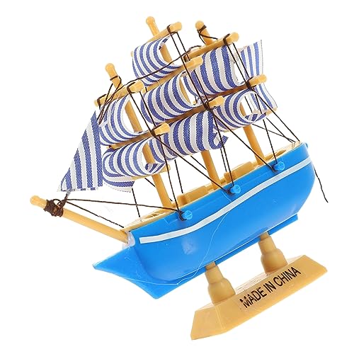 TOYANDONA Segelboot-Statue Schiff segelboot Boot Figur Schreibtischdekoration an der Küste bürodeko büro dekoration Desktop-Segelboot-Dekoration Segelboot-Ornament aus Holz hölzern Blue von TOYANDONA