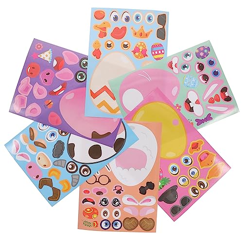 TOYANDONA Wasserfeste Sticker 48 Blätter Ostereier-aufkleberspielzeug Ostereier Basteln Ostergeschenk Für Spiele Zu Ostern for Machen Sie Eieraufkleber Wandtattoo Ostern Papier Aufkleber Set von TOYANDONA