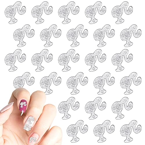 30 Stück 3D-Kopf-Nagel-Charms, Barbie Kopf Nagel Charms, Strass Girly Nagel Charms 3D, Barbie Nagelkunst Nagel Deko für Damen und Mädchen (Silber) von TOYMIS