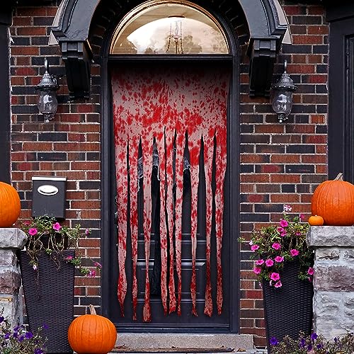 TOYMIS Halloween Türvorhang, 100x165cm Spukhaus-Vorhänge Gruseliges Tuch Halloween-Türvorhang für Gruselige Halloween-Party Spukhaus-Eingangsdekoration (Weiß) von TOYMIS