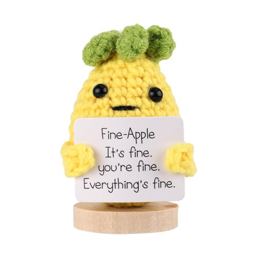 TOYMIS Lustige Gehäkelte Ananas, Lustige Positive Ananas Gestrickte Ananas Puppe Handgemachtes Spielzeug Gehäkelte Früchte Ornamente Stützananas Positiver Karte für Geburtstag Geschenke Dekoration von TOYMIS